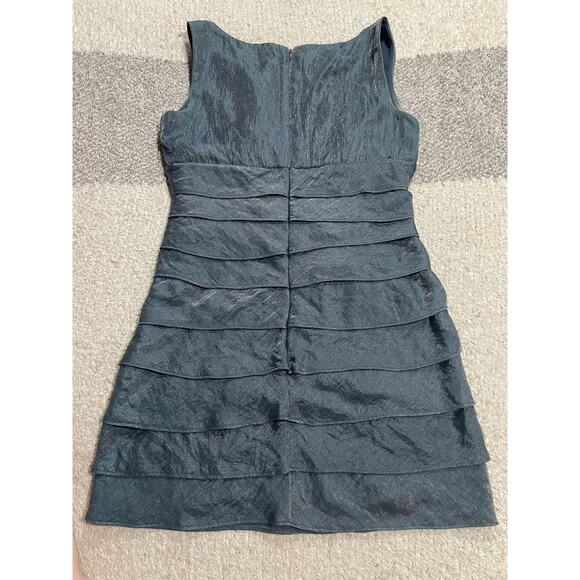 London Times Cocktail Layered Dress Womens Size 10 Blue Surplice Neck Sleeveless - Picture 2 of 8